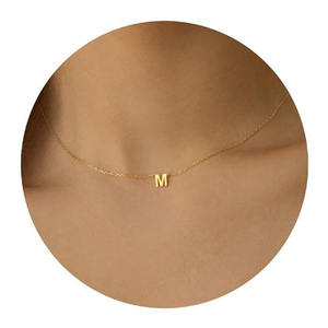 Fashion Letter Necklace Custom Gold Charms Shiny Cz Stainless Steel Mixed <b>Initial</b> 26 Letter Alphabet Pendants Necklace for Women - Product Image 3