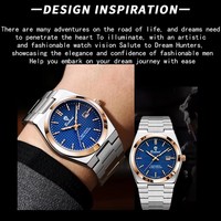 BINBOND Jam Tangan Bermerek Mewah Jam Tangan Bercahaya Tahan Air dan Tahan Benturan Jam Tangan Olahraga Pria Kalender Kuarsa Jam Tangan Relogio Masculino B1128
