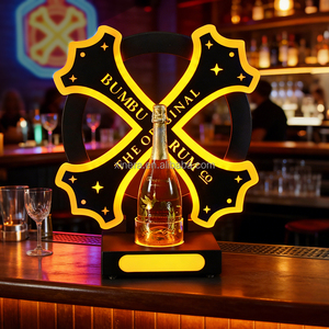 Custom LED Bumbu Rum Bottle Presenter, Luminous X-Shaped <b>Wine</b> Holder for Nightclub VIP Service - Product Image 4