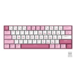 Пользовательская Беспроводная Bluetooth механическая клавиатура 61 клавиша компьютер RGB подсветка Bluetooth 60% розовые игровые механические клавиатуры