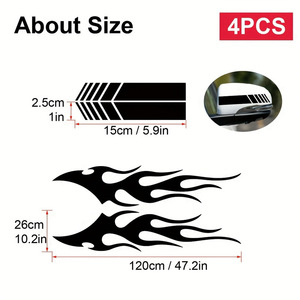 <span class=keywords><strong>Cross</strong></span>-Border Temu Amazon của phong cách 4 Mảnh ngọn lửa xe cơ thể dán 1 năm bảo hành xe thờ<span class=keywords><strong>i</strong></span> trang đề can - Product Image 2