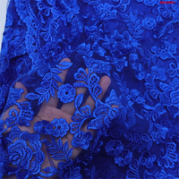 T-Win Luxe Bleu Floral Broderie Dentelle Tissu Écologique Haute Qualité 3D Guipure Tejido De Encaje De Bordado Tulle Tissu