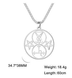 Collar con el lado del <span class=keywords><strong>demonio</strong></span> de <span class=keywords><strong>Lucifer</strong></span> para hombre, colgante de Satán con el símbolo de sigilo de <span class=keywords><strong>Lucifer</strong></span> Lilith satánico, pentagrama - Product Image 4