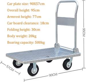 Carro de plataforma de acero plano plegable de 300kg, camión de mano para plataforma de carro de carga y almacenamiento - Product Image 3