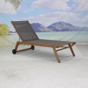 Tumbona de <span class=keywords><strong>Aluminio</strong></span> <span class=keywords><strong>con</strong></span> <span class=keywords><strong>Ruedas</strong></span> y Malla de Tela para Exteriores, de Alta Calidad, para Piscinas de Hoteles - Product Image 2