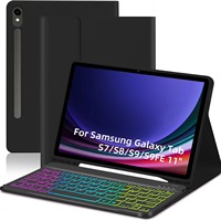 Étui pour tablette en PU avec clavier rétroéclairé Bluetooth OEM/ODM pour Samsung Galaxy Tab S7 / S8 / S9 / S9 FE 11 pouces