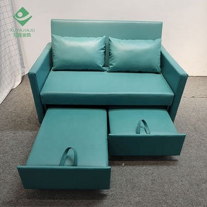 Canapé-lit en similicuir Chaise longue cachée 2 places Vert Luxueux Sleeper - Product Image 2