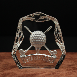 Fournisseur d'usine Pujiang : Trophée de golf personnalisé gravé DIY de la marque Wangzhe en cristal, avec texte personnalisé et logo sportif sur mesure - Product Image 3