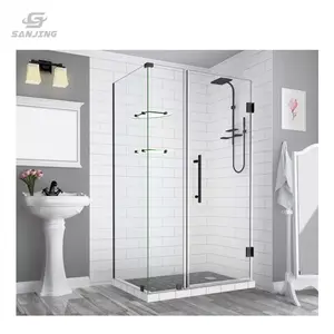 Panel templado deslizante para puerta de ducha, cristal esmerilado sin marco, conjunto de baño moderno, acrílico impermeable