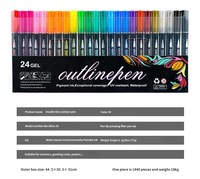 Stylo à double ligne métallique, kit de 24 couleurs, surligneur pailleté pour la création artistique DIY, le journal créatif et le graffiti