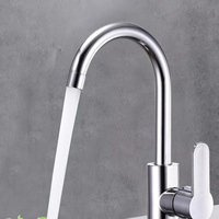 Robinet de cuisine classique en acier inoxydable à poignée unique, mitigeur eau chaude et froide, installation monotrou