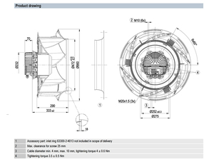 พัดลมแบบแรงเหวี่ยง Ebm-papst รุ่น R3G630-RB32-65 EC ขนาด 630 มม. ระบบจ่ายลม HVAC ปริมาณลมสูง ป้องกันน้ำและฝุ่นระดับ IP55 กำลังไฟ 3250 วัตต์ ปรับความเร็วได้ - Product Image 4