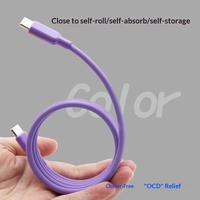Câble de données magnétique adhésif en silicone en cuivre pur avec connecteurs Type-C pour iPhone 17 Android, charge rapide PD 240W