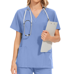 Offre Spéciale Médecin Uniformes Soins Infirmiers Médicaux Scrubs Uniforme Clinique Scrub Ensembles À Manches Courtes Tops Pantalon Uniforme Femmes Infirmière Coton - Product Image 6
