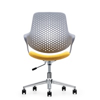 Chaise de bureau moderne en plastique gris de haute qualité Chaise d'ordinateur mobile avec roue Chaise de salle de réunion