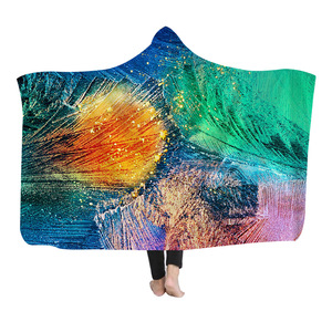 Coperta con cappuccio in velluto di cristallo spesso stampato personalizzato soffice soffice coperta per l'inverno - Product Image 5