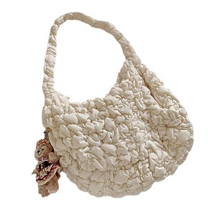 Bolso tipo nube de estilo coreano, color blanco, con una sola correa, cierre de cremallera, ligero, moderno, para ir al trabajo, primavera 2024 - Product Image 5