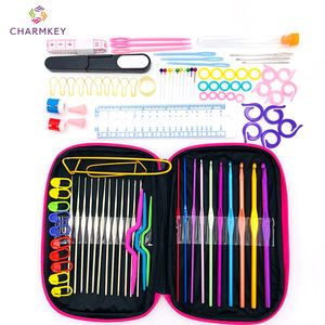 डिय 100 पीसी एल्यूमीनियम बुनाई सुई उपकरण सेट क्रोकेट हुक किट फैक्टरी बिक्री यार्न गेज कैंची सिलाई बैग के साथ - Product Image 5