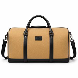 Mens Womens Oxford Cloth Weekend <b>Bag</b> with PU Leather Handles Detachable Crossbody Strap - Product Image 2