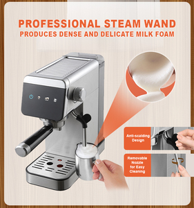 Machine à expresso électrique semi-automatique professionnelle 20 bars en acier inoxydable avec mousseur à <span class=keywords><strong>lait</strong></span> <span class=keywords><strong>et</strong></span> buse vapeur, contrôle numérique, compacte - Product Image 4