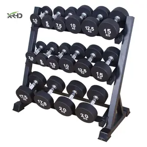 IN STOCK Factory OEM dumbbell Gym Fitness equipment weights Rubber round head dumbbells