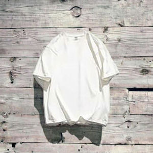 Camiseta Casual Personalizable 100% Algodón, Corte Holgado, Color Sólido, Tejido de Punto con Parches, Estilo Hip Hop, para Hombre - Product Image 1