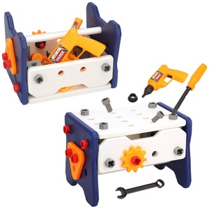 Kids Pretend Play Toddler Gear Drill Screw Nuts Table 2 in One Diy High Quality Plastic Construction Tool Toys - Product Image 4