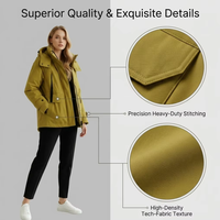 Manteau d'hiver pour femme en duvet écologique respirant, à carreaux, avec fermeture éclair, taille cintrée, capuche, design classique, poids du duvet 100g-150g