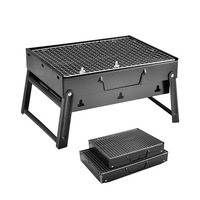 Barbecue pliant épaissi sans fumée pour 3-5 personnes, portable, extérieur, domestique, au charbon de bois, petit four noir en fer, pour le camping