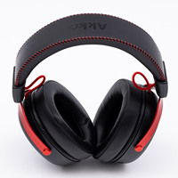 Casque de jeu Akko VERGE S9 Ultra noir et rouge, circum-auriculaire, avec suppression du bruit ENC 5.0, double mode filaire/sans fil, design métallique pour le sport et les voyages