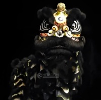 Costume de mascotte de lion noir imposant, fait main, en laine et polyester, taille unique, unisexe adulte, pour spectacle traditionnel