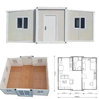 Maisons pliantes préfabriquées extensibles en acier, résistantes à la corrosion, style conteneur, villas à structure métallique, salon moderne du milieu du siècle