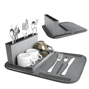 ชั้นวางอเนกประสงค์สำหรับวางช้อนส้อมบนเคาน์เตอร์ครัว พร้อมแผ่นรอง - Product Image 1