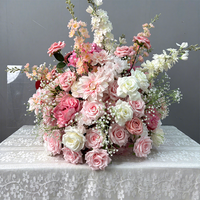 Nouveautés SMOOTH Centre de table en soie rose pour mariage Fleur au toucher réel Fleur artificielle Boule de fleurs pour événement de mariage