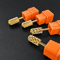2026 Gold Large Barrel 3/32" 4XC 3XC Forets à ongles en carbure de tungstène à pointe lisse, outils professionnels pour le nail art, pour salon et spa à domicile