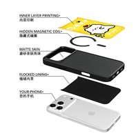 Coque de téléphone AG Feeling Black Edge avec motif chien et ligne dorée pour iPhone 17, 17 Pro Max, 16 Pro, 15, 15 Pro Max – Coque magnétique