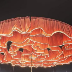 Rideau rouge lisse cercle rond lumière LED plafond forme florale cerceau rond pour décoration <span class=keywords><strong>de</strong></span> plafond <span class=keywords><strong>de</strong></span> salle <span class=keywords><strong>de</strong></span> mariage - Product Image 2