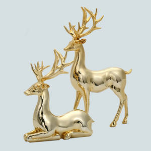 Sculpture en résine électro-plaquée de style nordique Cerf doré Décoration d'intérieur Ornement - Product Image 4