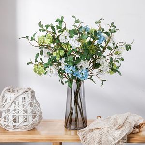 Fuwo Fleurs Artificielles Bleu Blanc Vert PVC Bouquet Décoration Mariage Maison - Product Image 1