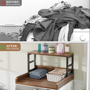 Huyền THOẠI GỖ phòng giặt Kệ <span class=keywords><strong>2</strong></span> Tier máy giặt Máy sấy Countertop cho máy giặt và máy sấy để gấp quần áo máy giặt máy sấy Countertop - Product Image 3