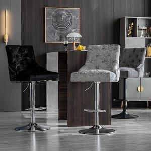 <span class=keywords><strong>Chaise</strong></span> <span class=keywords><strong>de</strong></span> <span class=keywords><strong>bar</strong></span> haute <span class=keywords><strong>de</strong></span> luxe moderne en tissu <span class=keywords><strong>de</strong></span> velours noir avec pieds en métal pour meubles <span class=keywords><strong>de</strong></span> <span class=keywords><strong>bar</strong></span> à manger et à la maison - Product Image 2