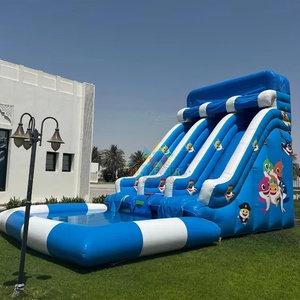Fiesta gigante al aire libre jugando gorila saltando Castillo <span class=keywords><strong>tobogan</strong></span> inflable tiburón Parque Acuático con piscina - Product Image 4