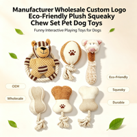 Lot de jouets à mâcher en peluche écologiques avec logo personnalisé OEM, jouets interactifs amusants pour chiens de toutes tailles