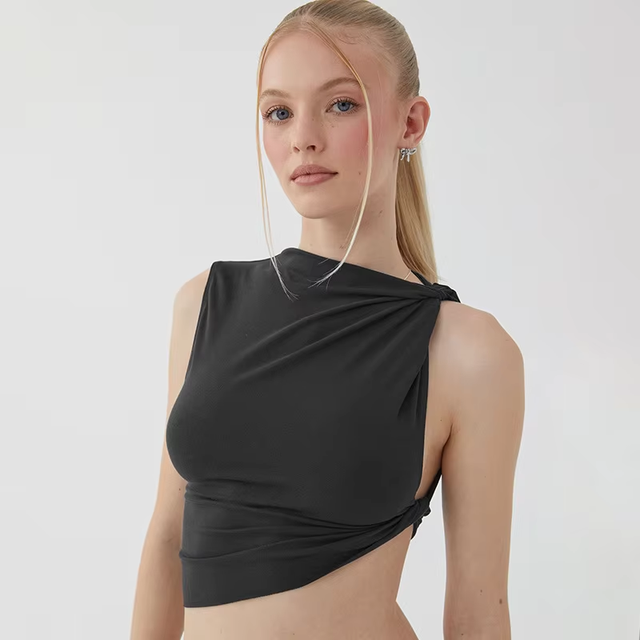 New Women's Casual Fashion Vest Top Pure Color Short Knitted Clothing Stylish Sweet Style