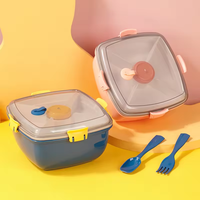 Boîte à lunch carrée portable Bento avec couvercle en plastique Récipient en plastique lavable au lave-vaisselle pour les fruits et la vaisselle