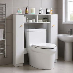 Meuble de salle de bain indépendant pour toilettes, 48 pouces de large, 2 niveaux, étagère de rangement autoportante pour économiser de l'espace dans la salle de bain - Product Image 2