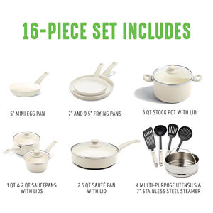 Nouvelle conception, batterie de cuisine légère en aluminium pressé, 8 pièces, revêtement céramique antiadhésif, poêle à sauter, casserole, poêle à frire, compatible lave-vaisselle - Product Image 2