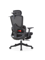 Chaise de bureau ergonomique à dossier haut en maille avec appui-tête réglable, dossier inclinable et repose-pieds rétractable