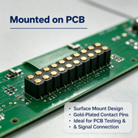 Connecteur PCB Denentech 3.00mm à double rangée, femelle, à contacts droits SMT PogoPin, H2.5 / H4.0, contact concave et plan