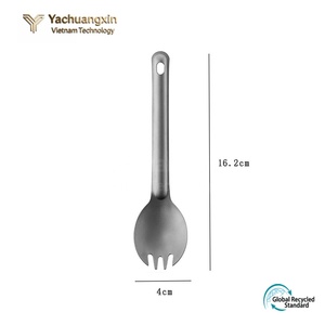 Ensemble de couverts de camping portables ultra légers en titane pur pour 2 personnes - Product Image 4